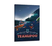 YBHF Poster de voyage vintage TEAHUPOO TAHITI - Décoration murale rétro esthétique pour chambre ou bureau - 40 x 60 cm - Style cadre