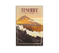 YBHF Poster de voyage vintage Tenerife Mt Teide - Décoration murale rétro esthétique pour chambre et bureau - 40 x 60 cm - Sans cadre