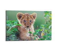 YBHF Poster mural rétro avec petit lion au Kenya - Décoration de chambre ou de bureau - Style cadre - 30 x 45 cm