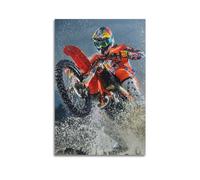 YBHF Poster mural rétro esthétique sans cadre - Motif motocross - Course de moto - 30 x 45 cm