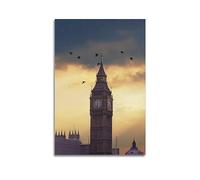 YBHF Poster panoramique de l'architecture Big Ben Londres - Art mural rétro esthétique - Décoration de chambre ou de bureau - 20 x 30 cm - Style sans cadre