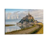 YBHF Poster panoramique du Mont Saint Michel - Impression d'art mural rétro esthétique - Décoration de chambre ou de bureau - 20 x 30 cm - Style cadre