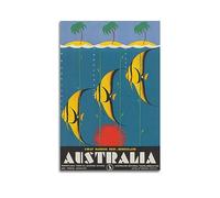 YBHF Poster vintage de voyage Australie Poisson Impression rétro esthétique décoration de chambre bureau 40 x 60 cm sans cadre