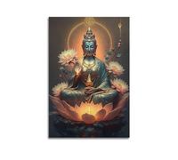 YBHF Poster zen Bouddha - Art mural - Rétro - Esthétique - Décoration de chambre ou de bureau - 30 x 45 cm - Style sans cadre