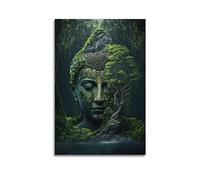 YBHF Poster zen Bouddha dans la nature - Art mural - Rétro - Esthétique - Décoration de chambre ou de bureau - 50 x 75 cm - Style sans cadre