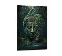 YBHF Poster zen Bouddha dans la nature - Art mural - Rétro - Esthétique - Décoration de chambre ou de bureau - 30 x 45 cm - Style cadre