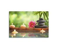 YBHF Spa Nature morte avec bougies brûlantes Zen Stone Art Poster Art mural Rétro Esthétique Décoration de chambre Décoration de bureau 20 x 30 cm Sans cadre