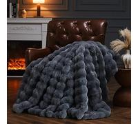 YBIKE Couverture Plaid, Plaid Fausse Fourrure Doux Et Pelucheux 150x130cm, Plaid Polaire Décoratif Réversible Chaud Et Luxueux pour Lit, Canapé, Fauteuils (Gris)