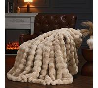 YBIKE Couverture Plaid, Plaid Fausse Fourrure Doux Et Pelucheux 150x130cm, Plaid Polaire Décoratif Réversible Chaud Et Luxueux pour Lit, Canapé, Fauteuils (Teint)