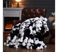 YBIKE Couverture Plaid, Plaid Fausse Fourrure Doux Et Pelucheux 275x230cm, Plaid Polaire Décoratif Réversible Chaud Et Luxueux pour Lit, Canapé, Fauteuils (Vache Noire)