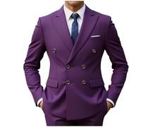 Ybing Blazer pour homme élégant couleur unie - Manteau de costume fin à revers - Combinaison de mariage à double boutonnage - Veste de costume légère - Veste d'affaires à manches longues - Veste de