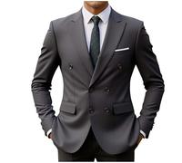 Ybing Blazer pour homme élégant couleur unie - Manteau de costume fin à revers - Combinaison de mariage à double boutonnage - Veste de costume légère - Veste d'affaires à manches longues - Veste de