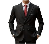 Ybing Blazer pour homme élégant couleur unie - Manteau de costume fin à revers - Combinaison de mariage à double boutonnage - Veste de costume légère - Veste d'affaires à manches longues - Veste de