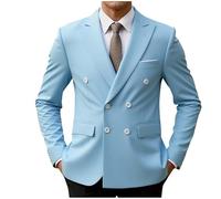 Ybing Blazer pour homme élégant couleur unie - Manteau de costume fin à revers - Combinaison de mariage à double boutonnage - Veste de costume légère - Veste d'affaires à manches longues - Veste de
