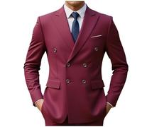 Ybing Blazer pour homme élégant couleur unie - Manteau de costume fin à revers - Combinaison de mariage à double boutonnage - Veste de costume légère - Veste d'affaires à manches longues - Veste de
