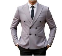 Ybing Blazer pour homme élégant couleur unie - Manteau de costume fin à revers - Combinaison de mariage à double boutonnage - Veste de costume légère - Veste d'affaires à manches longues - Veste de