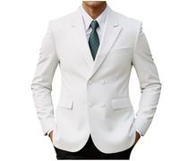 Ybing Blazer pour homme élégant couleur unie - Manteau de costume fin à revers - Combinaison de mariage à double boutonnage - Veste de costume légère - Veste d'affaires à manches longues - Veste de