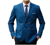 Ybing Blazer pour homme élégant couleur unie - Manteau de costume fin à revers - Combinaison de mariage à double boutonnage - Veste de costume légère - Veste d'affaires à manches longues - Veste de