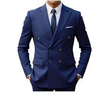 Ybing Blazer pour homme élégant couleur unie - Manteau de costume fin à revers - Combinaison de mariage à double boutonnage - Veste de costume légère - Veste d'affaires à manches longues - Veste de