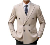 Ybing Blazer pour homme élégant couleur unie - Manteau de costume fin à revers - Combinaison de mariage à double boutonnage - Veste de costume légère - Veste d'affaires à manches longues - Veste de
