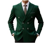 Ybing Blazer pour homme élégant couleur unie - Manteau de costume fin à revers - Combinaison de mariage à double boutonnage - Veste de costume légère - Veste d'affaires à manches longues - Veste de