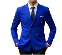 Ybing Blazer pour homme élégant couleur unie - Manteau de costume fin à revers - Combinaison de mariage à double boutonnage - Veste de costume légère - Veste d'affaires à manches longues - Veste de