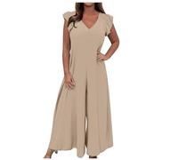 Ybing Combinaison d'été élégante pour femme - Pantalon long de sport - Taille élastique - Pantalon en lin - Vintage - Pantalon de trekking - Décontracté - Léger - Pantalon de jogging - Pantalon