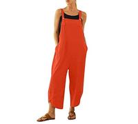 Ybing Combinaison sexy unie en coton et lin pour femme - Pantalon décontracté et léger - Pantalon de moto décontracté et léger - Pantalon de travail Palazzo - Pantalon de loisirs avec cordon de