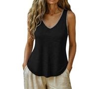 Ybing Débardeur pour femme - Élégant - Couleur unie - Décontracté - Col en V - Doux - Sans manches - Léger - Confortable - Pour l'été, Noir , M