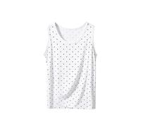 Ybing Débardeur pour femme - Imprimé à pois - Tendance - Col rond - Décontracté - Doux - Sans manches - Haut d'été léger - Confortable - T-shirt de sport, Blanc., 5X-Large