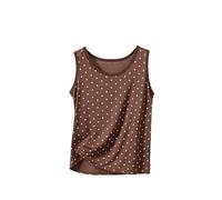 Ybing Débardeur pour femme - Imprimé à pois - Tendance - Col rond - Décontracté - Doux - Sans manches - Haut d'été léger - Confortable - T-shirt de sport, café, 5X-Large