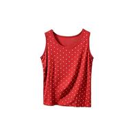 Ybing Débardeur pour femme - Imprimé à pois - Tendance - Col rond - Décontracté - Doux - Sans manches - Haut d'été léger - Confortable - T-shirt de sport, Bordeaux, 3XL