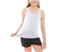 Ybing Débardeur pour fille - Couleur unie - Tendance - Col rond - Coupe ajustée - En coton - Confortable - Sans manches - Pour l'été - Pour le fitness - T-shirt de sport - T-shirt d'été, Blanc., 140