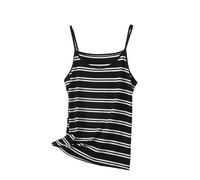 Ybing Débardeur rayé pour femme - Décontracté - Col rond - Débardeur doux - Bretelles spaghetti - Sans manches - Léger - Confortable - T-shirt de sport, gris, 5XL