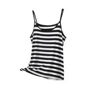 Ybing Débardeur rayé pour femme - Décontracté - Col rond - Débardeur doux - Bretelles spaghetti - Sans manches - Léger - Confortable - T-shirt de sport, Blanc., M