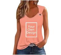 Ybing Débardeurs personnalisés pour femmes Personnalité Avant Imprimé Débardeurs Personnaliser Personnaliser Blouse Exclusivité Personnalisation Hauts Avec Photo Texte Logo Mince Col en V Chemisier,