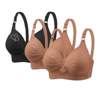 Ybing Ensemble de 3 soutiens-gorge pour femme sans armatures Push Up - Set de soutiens-gorge V-cou sans armatures - Soutien-gorge confortable et doux - Soutien-gorge classique avec bretelles réglables
