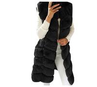 Ybing Gilet en fausse fourrure pour femme - Longueur moyenne - Élégant - Couleur unie - Gilet polaire chaud - Sans manches - Manteau en fourrure - Grande taille - Gilet d'hiver - Manteau en laine - S