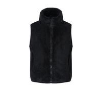 Ybing Gilet en peluche pour fille - Couleur unie - Fermeture éclair - Col montant - Gilet d'hiver chaud - Gilet d'hiver fin sans manches - Veste polaire confortable - Gilet thermique, Noir , 150