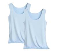 Ybing Lot de 2 débardeurs décontractés pour femme - Couleur unie - Élégant - En soie glacée - Coupe ajustée - Col en U - Hauts légers à bretelles - Hauts respirants - Sans manches - T-shirt de sport