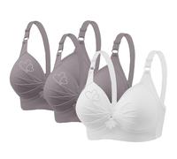 Ybing Lot de 3 soutiens-gorge push-up sans armatures pour femme - Col en V confortable - Soutien-gorge souple classique avec soutien-gorge réglable et respirant - Pour le quotidien, le fitness, le