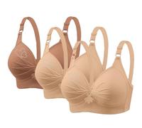 Ybing Lot de 3 soutiens-gorge push-up sans armatures pour femme - Col en V confortable - Soutien-gorge souple classique avec soutien-gorge réglable et respirant - Pour le quotidien, le fitness, le