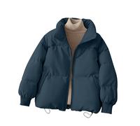 Ybing Manteau d'hiver court tendance pour femme - Veste matelassée - Fermeture éclair - Col montant - Manteau chaud - Doudoune chaude - Automne - Hiver - Veste matelassée à manches longues - Veste