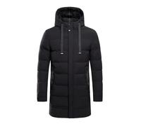 Ybing Manteau d'hiver pour homme - Long et épais - Doudoune chaude - Décontractée - Couleur unie - Veste matelassée avec capuche - Fine - Fermeture éclair - Veste d'hiver confortable - Parka d'hiver