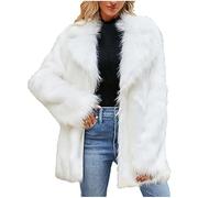 Ybing Manteau en fausse fourrure pour femme - Élégant - Col montant - Manteau d'hiver - Couleur unie - Fausse fourrure - Veste d'extérieur douce et chaude - Confortable - Manches longues - Veste en