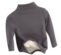 Ybing Pull à col roulé décontracté pour fille - Couleur unie - Pull en polaire chaud - Coupe basique - Pull en coton - Automne - Hiver - Confortable - Manches longues, gris foncé, 80