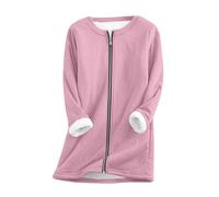 Ybing Pull polaire à fermeture éclair intégrale pour femme - Veste d'hiver chaude doublée - Élégante couleur unie - Veste polaire ample - Col rond - Veste en peluche légère - Parka d'hiver confortable