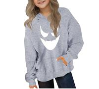 Ybing Sweat à capuche d'Halloween pour fille - Drôle - Impression d'Halloween - Y2K - Sweat à capuche - Carnaval - Festival - Haut - Vêtements de fête - Clubwear, #01 Gris, 150