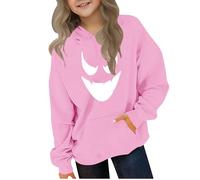 Ybing Sweat à capuche d'Halloween pour fille - Drôle - Impression d'Halloween - Y2K - Sweat à capuche - Carnaval - Festival - Haut - Vêtements de fête - Clubwear, #01 Rose, 160