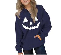 Ybing Sweat à capuche d'Halloween pour fille - Drôle - Impression d'Halloween - Y2K - Sweat à capuche - Carnaval - Festival - Haut - Vêtements de fête - Clubwear, #02 Marine., 130
